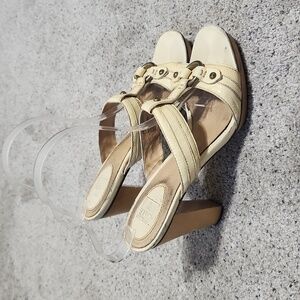 Frye Cream/Yellow Gerry Slide Heel Leather Size 8